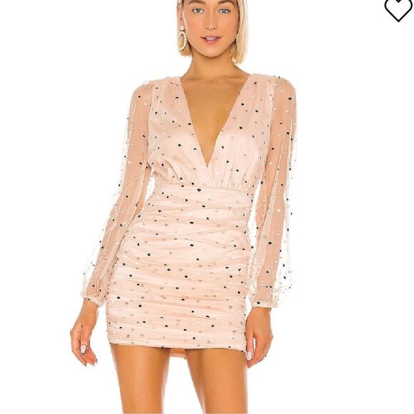 Revolve Majorelle Pink Sheer Plunge Minidress - Picture 1 of 13